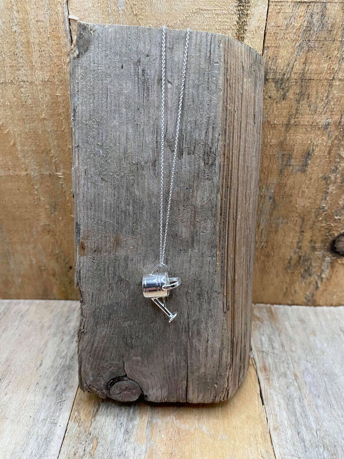 Watering can sterling silver necklace