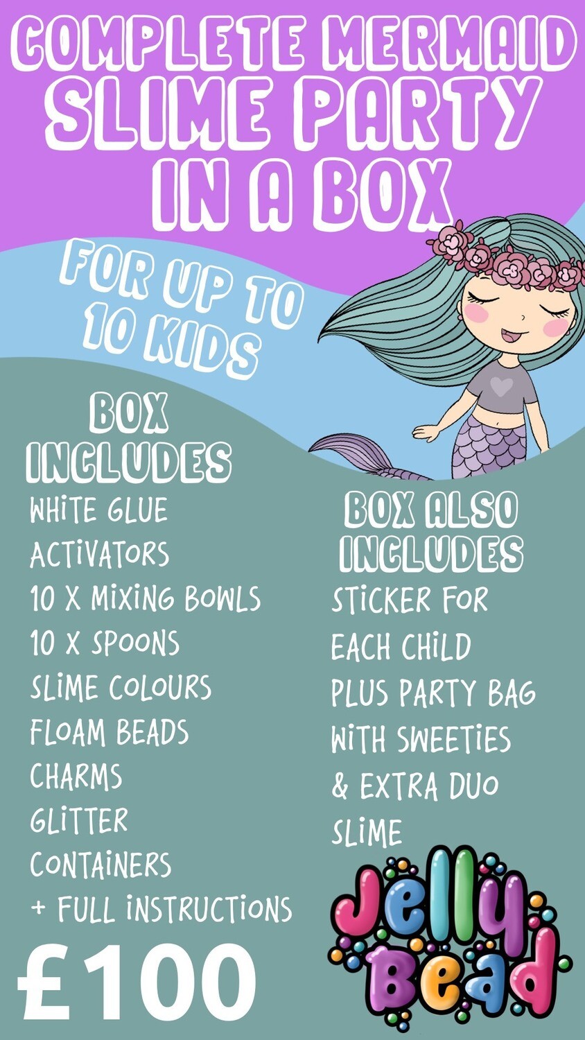 Jelly bead Slime party in a box - MERMAID