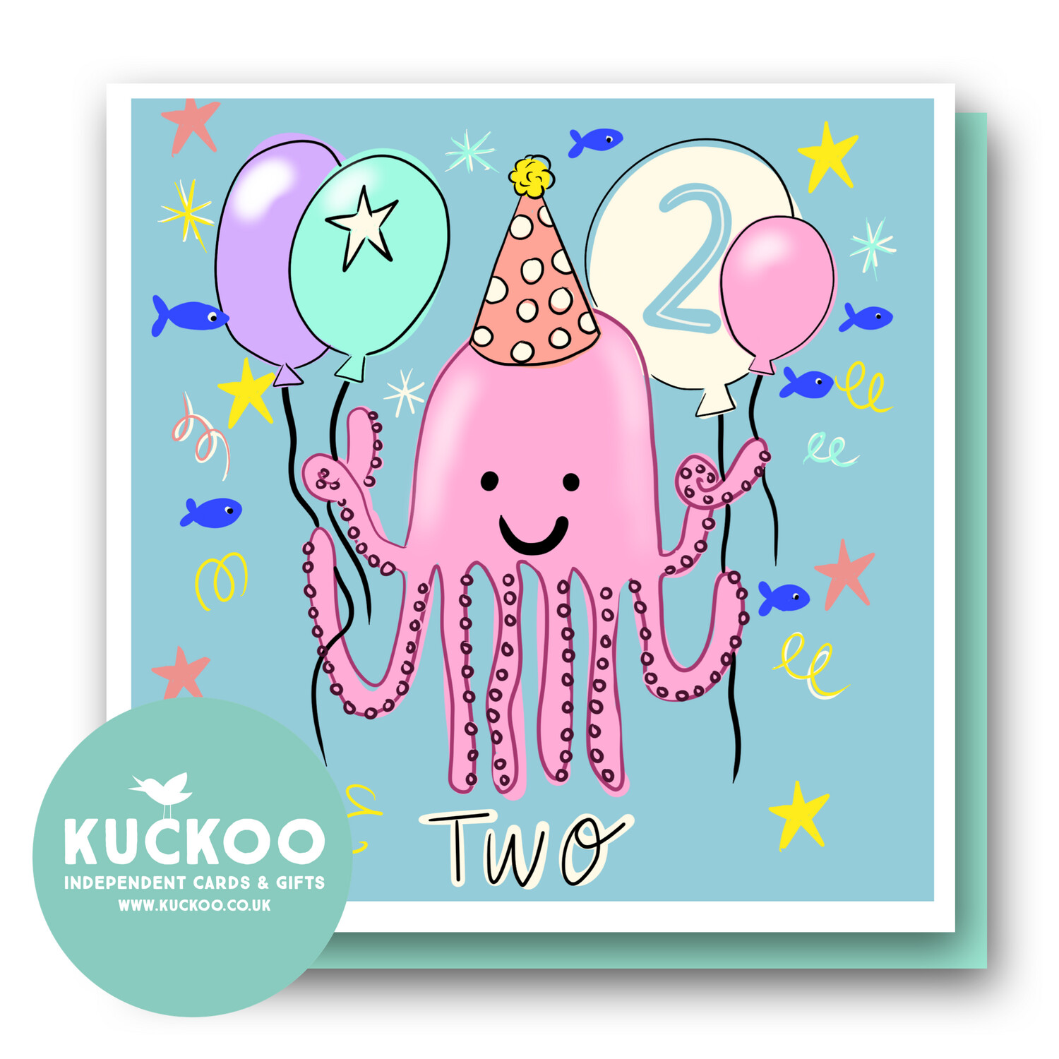 Cute octopus with balloons Age 2