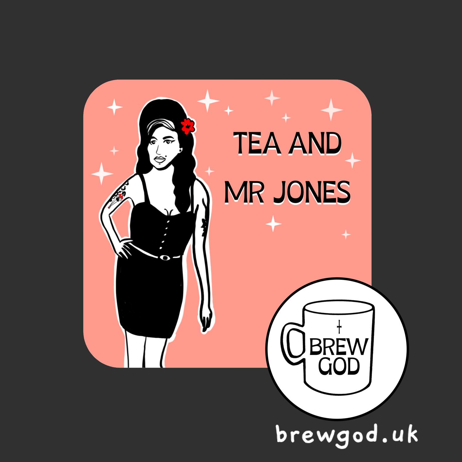 Amy Winehouse - tea and Mr jones coaster