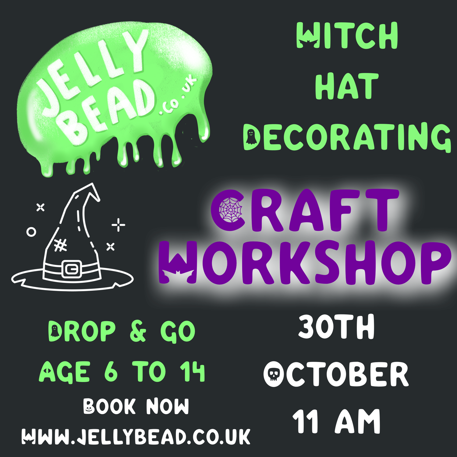 Wednesday 30th October 11am craft workshop, witch hat decorating