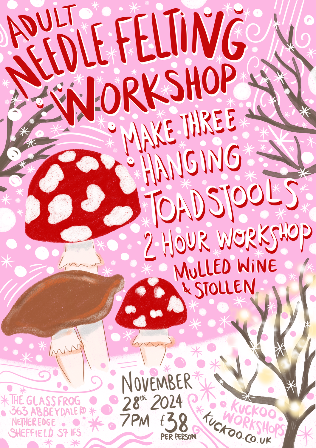 28th November 7-9pm Toadstool needle felting workshop