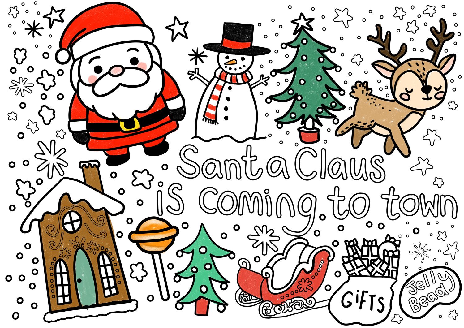 Santa - jelly bead colouring printable