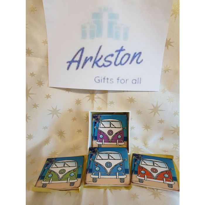 Campervan Coasters Set of 4 Ceramic 10cm X 10cm