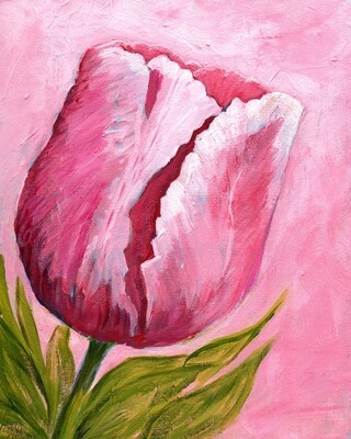 Pink Tulip Acrylic Painting