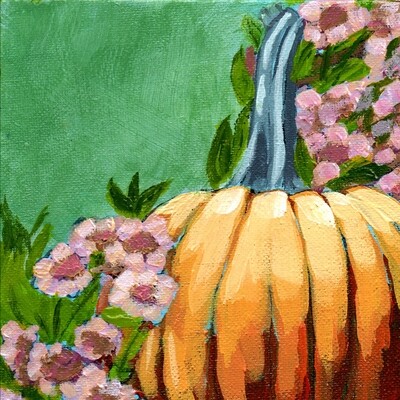 Pumpkin Flowers Acrylic Painting