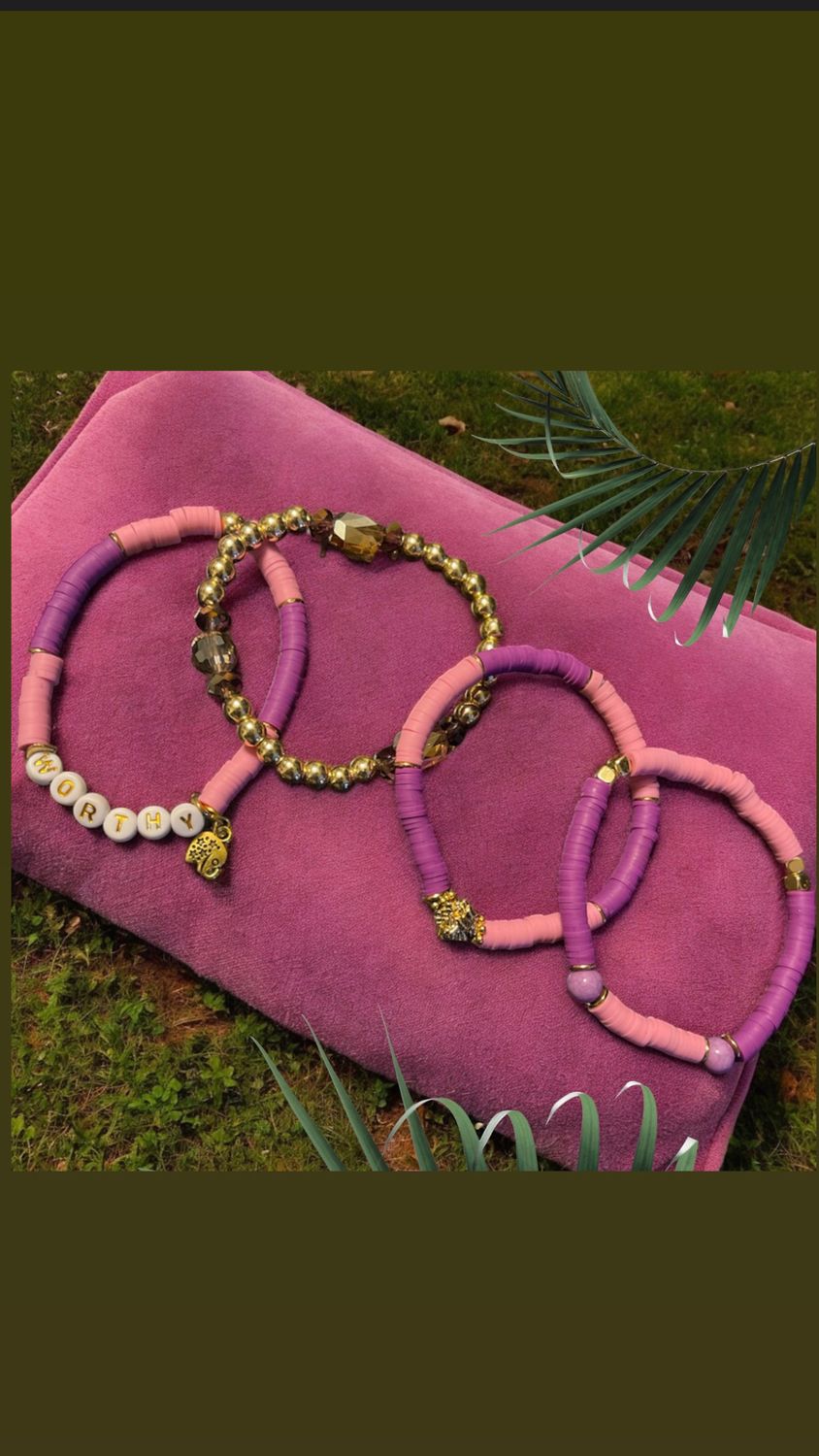 Handmade Clay Bead Bracelet 4pc Set