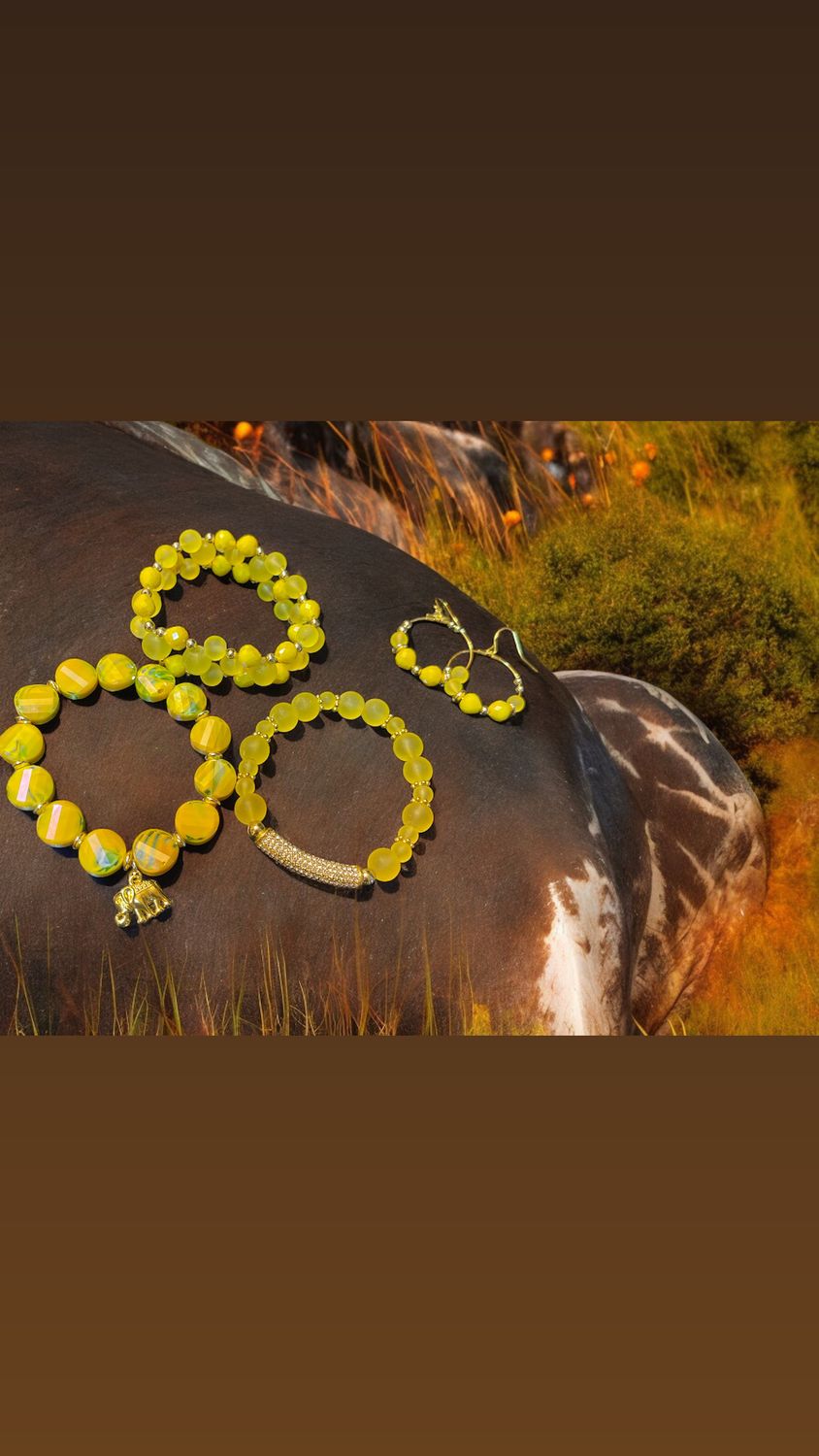 Handmade Triple Glass Bracelet and Earrings Set