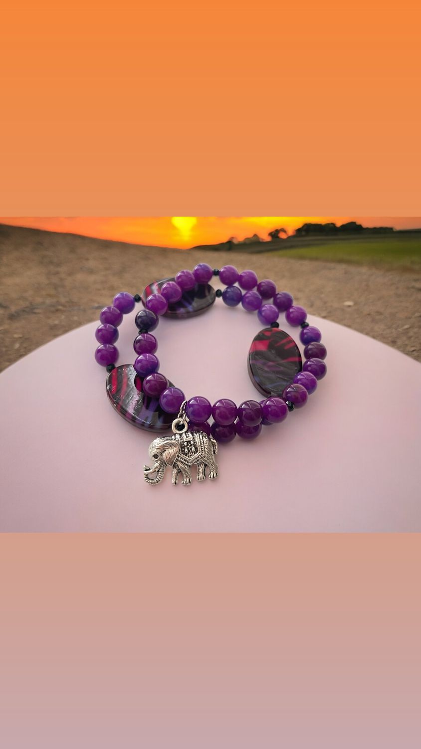Handmade Elephant Charm Bracelet 2pc Set