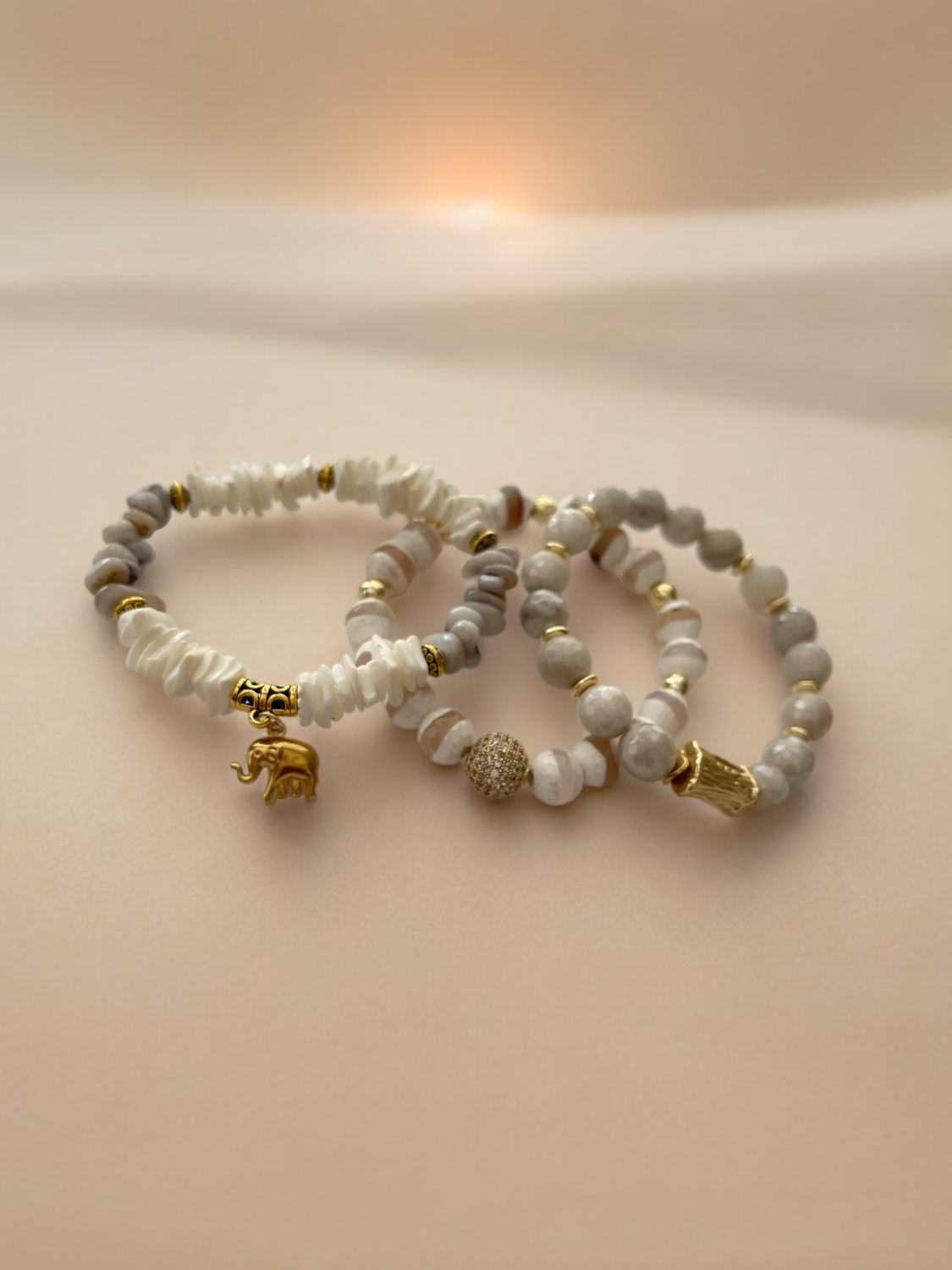 Handmade Elephant Puka Shell Natural Tan Bracelets