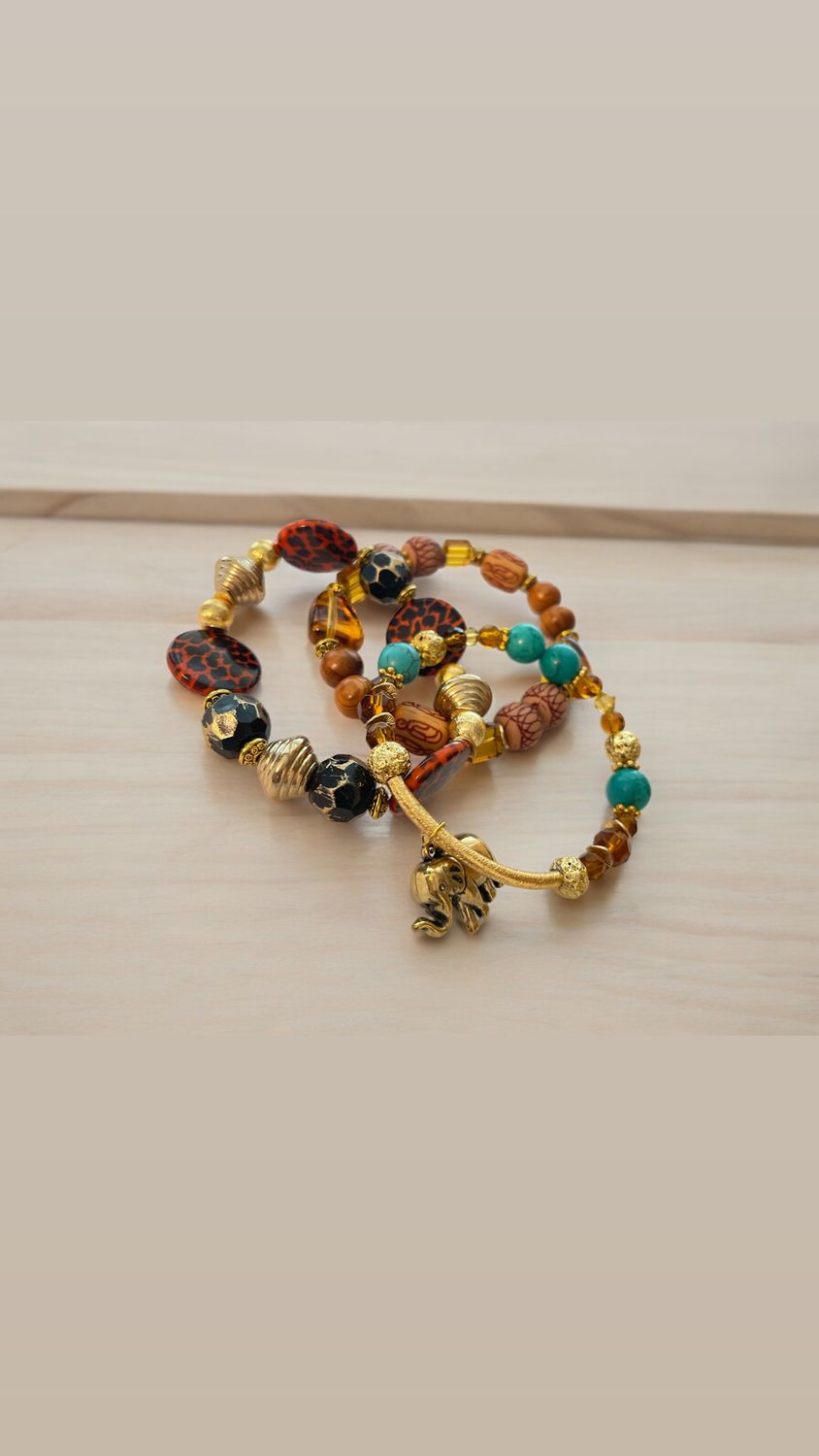 Handmade 3pc Acrylic Beads Bracelet Set
