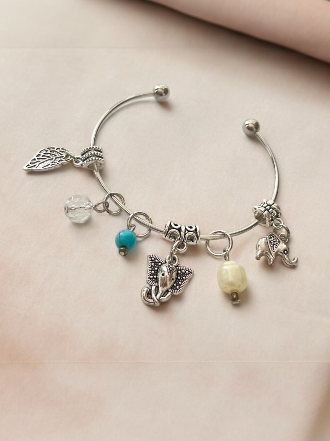Elephant Charm Bangle Bracelet