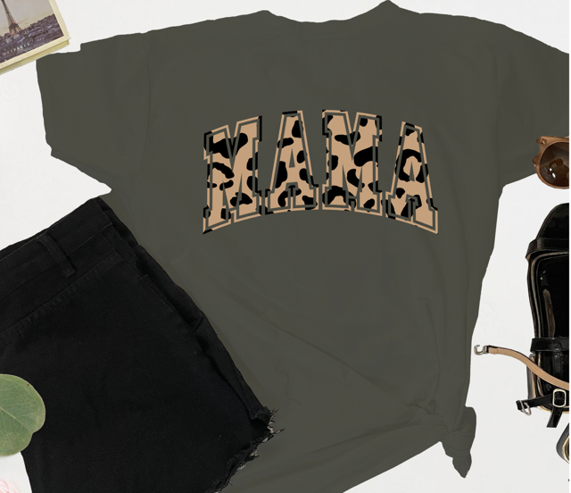 Animal Print MAMA Army Green Tee