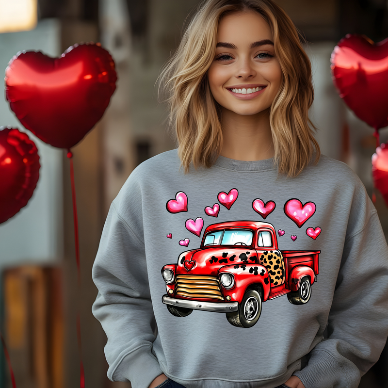 Red Truck with Hearts