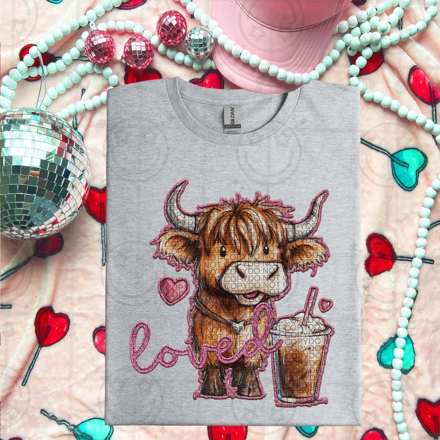 Loved Highland Pink Cow with Coffee