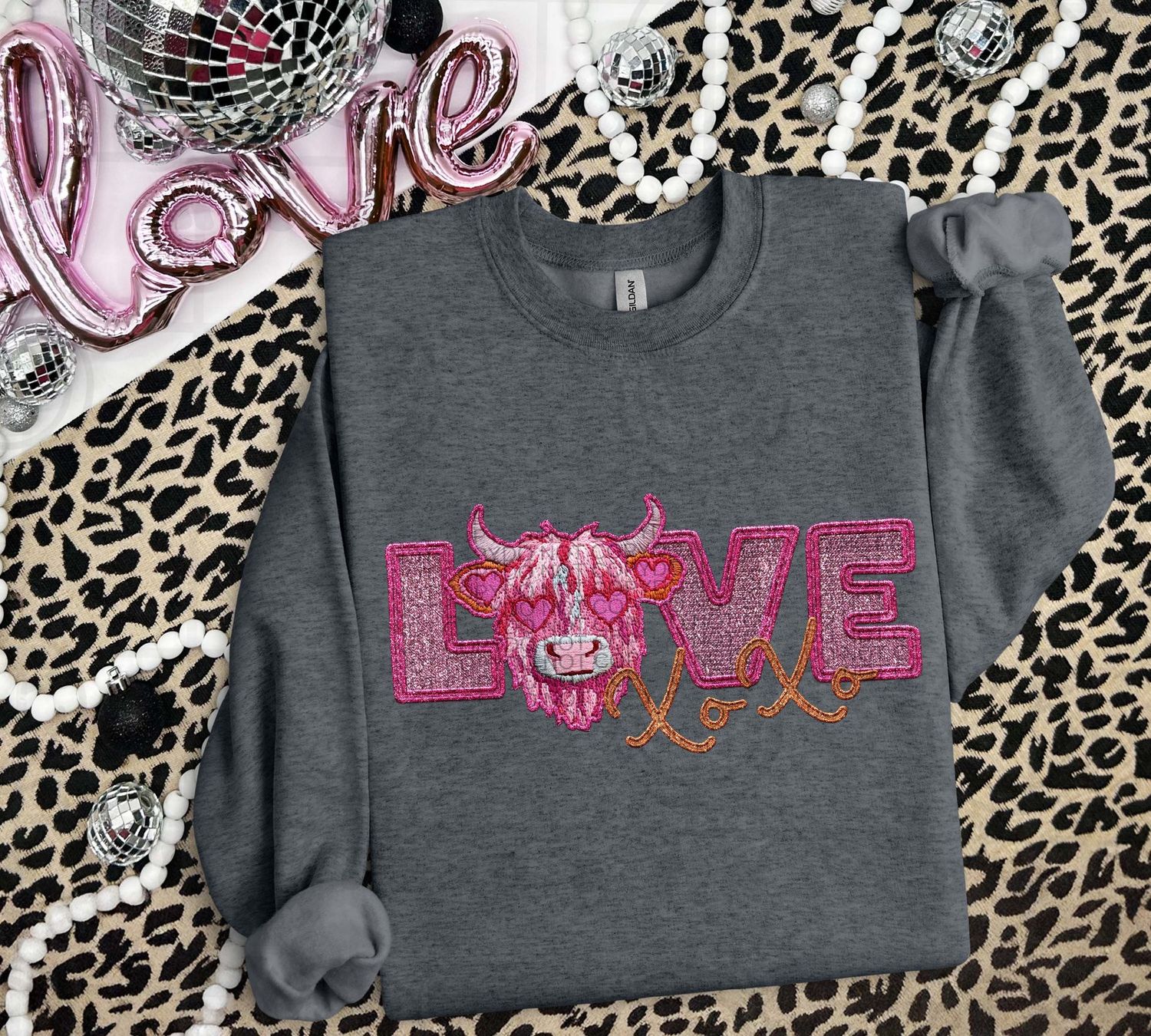 Love XOXO Pink Highland Cow