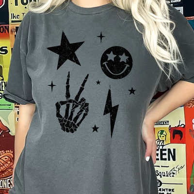 Black Star, Smiley, Peace and Lightning Bolt