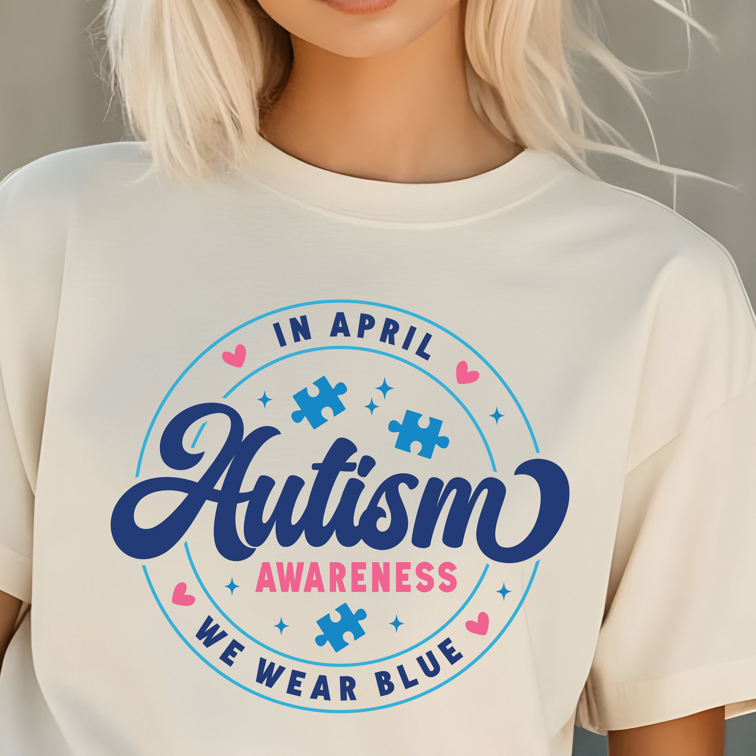 In April We Wear Blue Autism Awareness