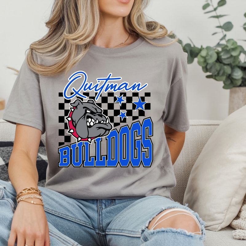 Quitman Bulldogs Mascot Grey Tee