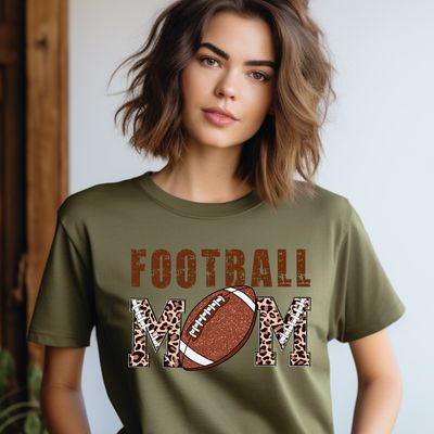 Football Mom Leopard glitter