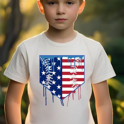 Baseball Plate American Flag Drip