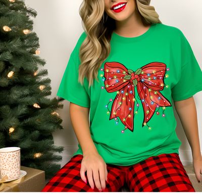 Red Christmas Bow with Lights