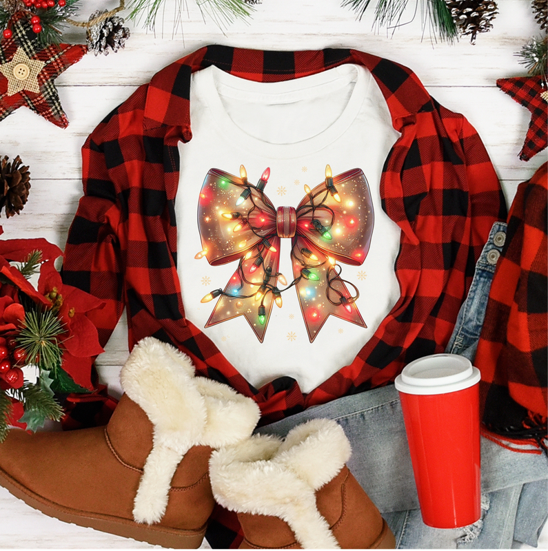 Brown Christmas Bow with Lights