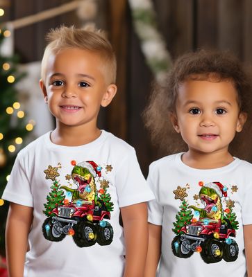 Christmas Dinosaur on Monster Truck