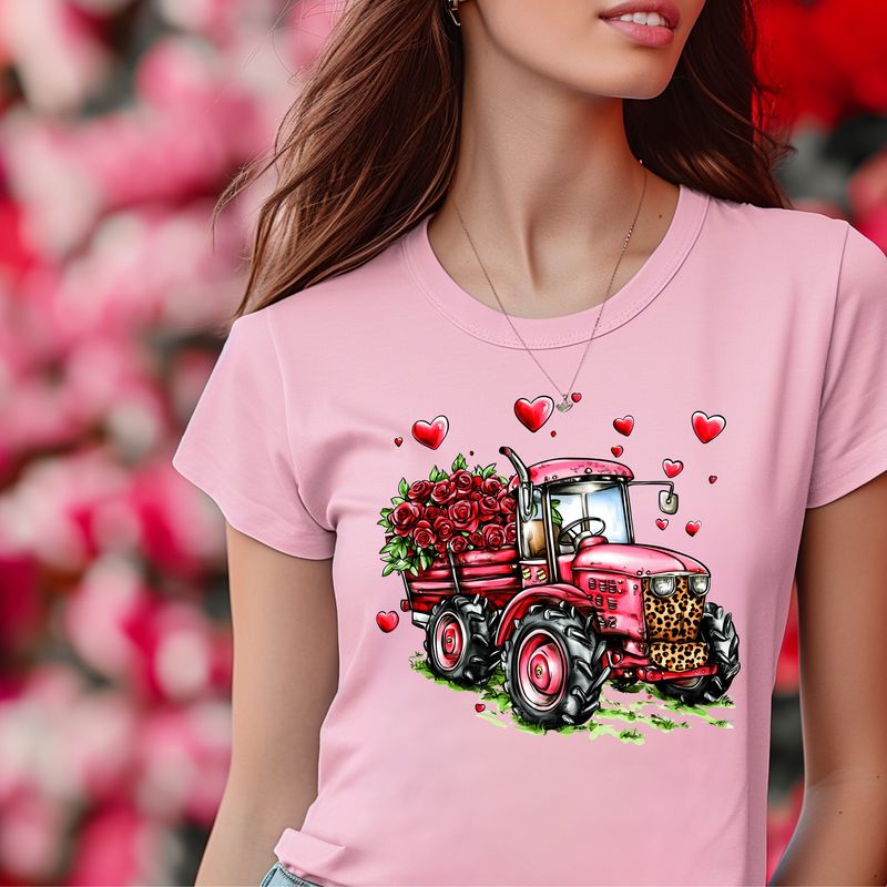 Pink Tractor with Hearts