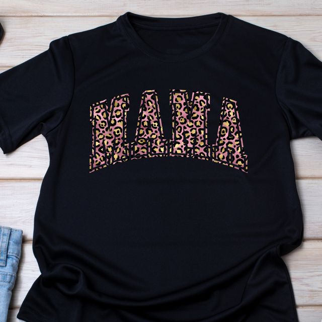 Animal Print MAMA Black Tee