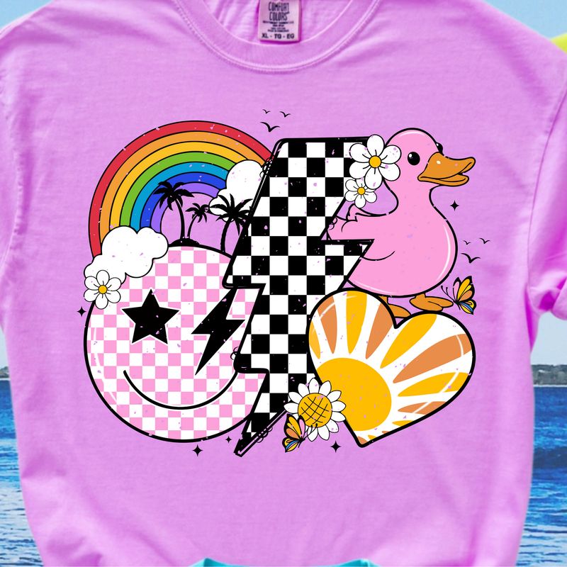 Smiley, Duck, Rainbow, Heart, Flowers and Lightning Bolt Collage