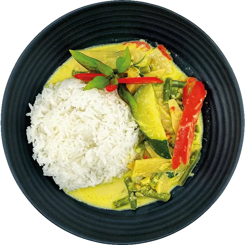 Green Thai Curry with Rice (vegan)