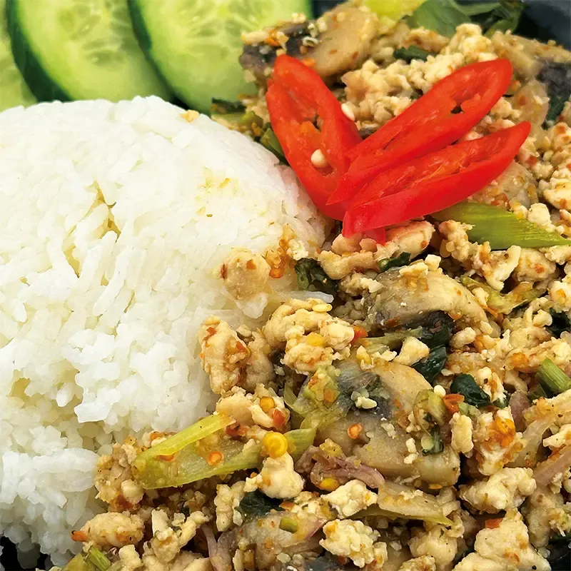 Laab Gai Thai salad of minced chicken