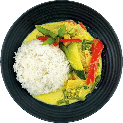 Green Thai Curry with chicken/or vegan and rice