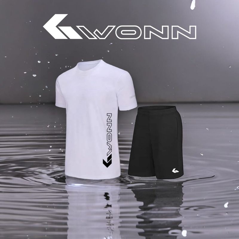 Pristine white shirt with sleek black shorts