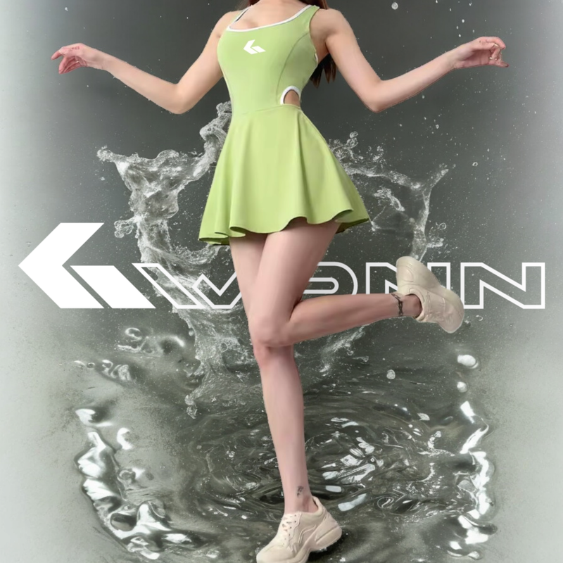 Women&#39;s Padel &amp; Tennis Bodysuit in Green with White Trimming