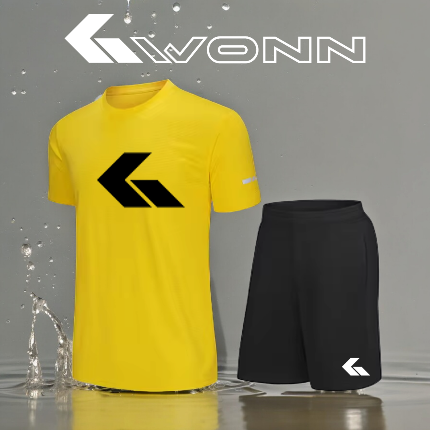 Elite Padel Gear: Yellow Shirt &amp; Sleek Black Shorts with G Logo