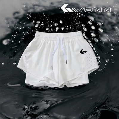 GWONN EcoFlex 2-in-1 Women&#39;s Padel Shorts -WHITE