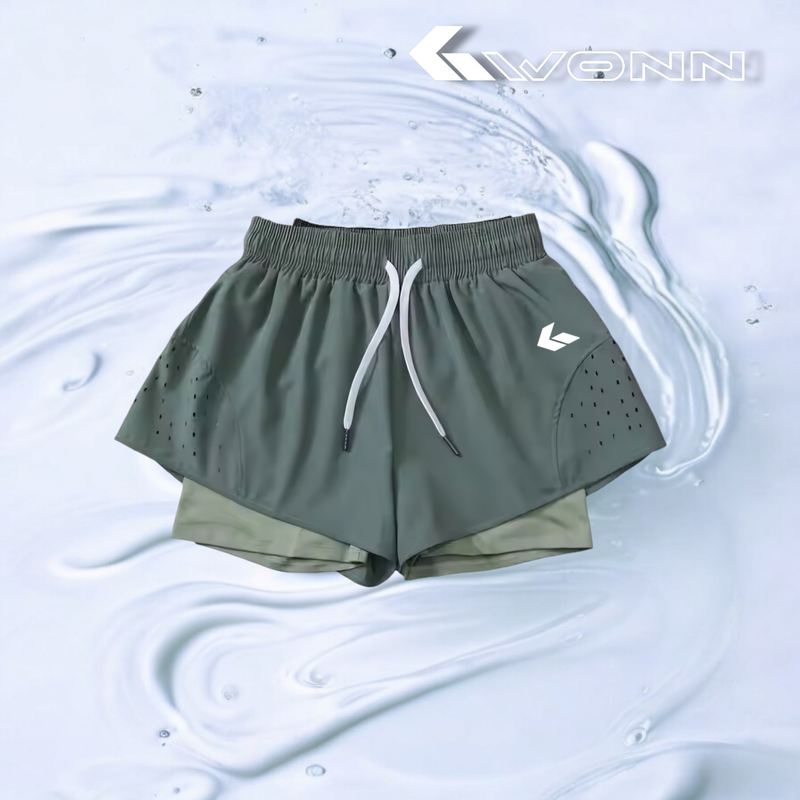 GWONN EcoFlex 2-in-1 Women&#39;s Padel Shorts - GREEN