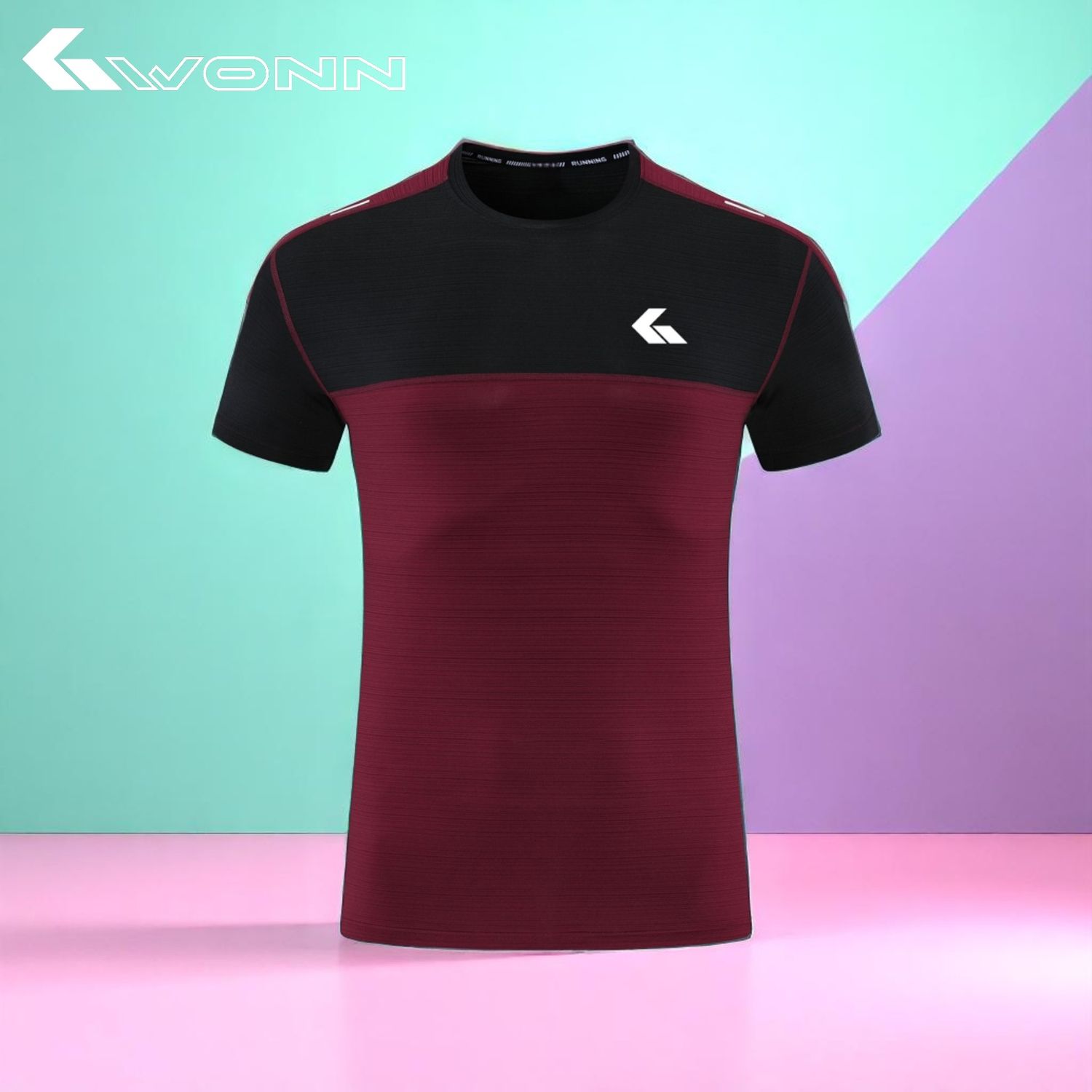 GWONN Retro Ace Tee - BURGUNDY/BLACK, Size: ASIA XL / EUR M, Color: BURGUNDY/BLACK