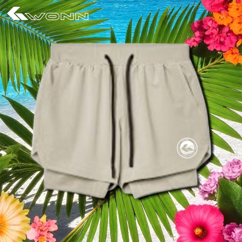 The GWONN &quot;FlexPro&quot; Two-in-One Padel Shorts BEIGE