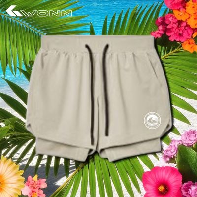 The GWONN &quot;FlexPro&quot; Two-in-One Padel Shorts BEIGE