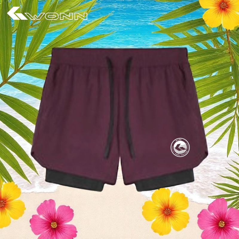 The GWONN &quot;FlexPro&quot; Two-in-One Padel Shorts BURGUNDY