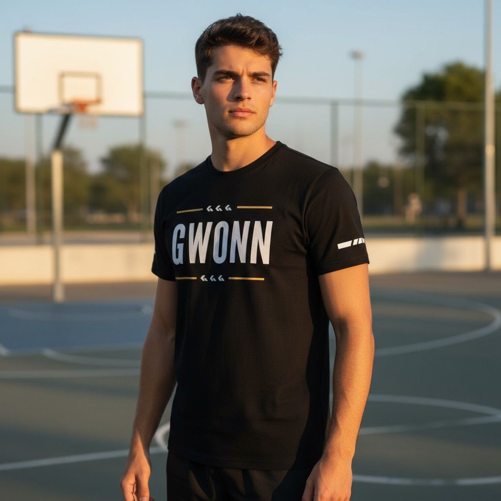 GWONN - TRIPLE G Padel Tee, Color: Black, Size: L