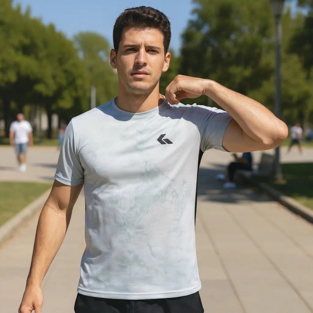 GWONN - MARBLE Padel TEE, SIZE: M, Colour: Grey