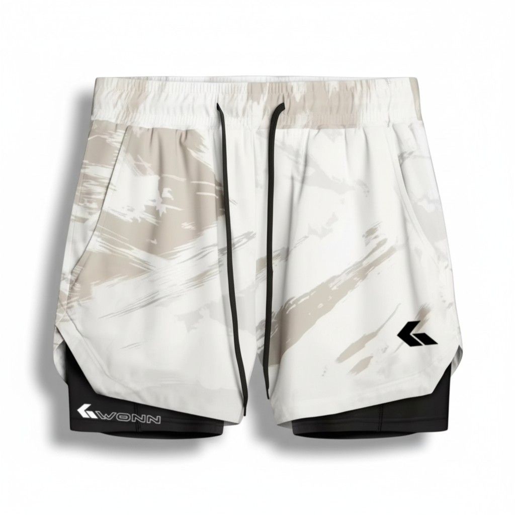 GWONN - FlexPro AIR Two-in-One Padel Shorts, Size: M, Color: White Camouflage