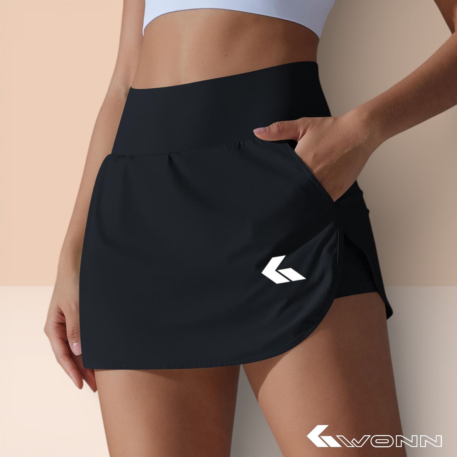 GWONN – LOTUS Padel Skirt, Color: Black, Size: M