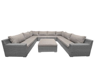 8-persoons Loungeset Colorado Blended Grey | U-opstelling met beige kussens incl. hocker 1077088