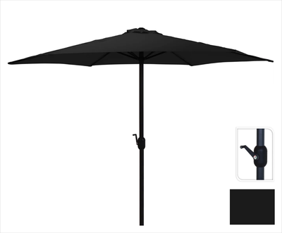 Parasol Zwart Ø300 cm voor Tuin en Terras | met handig opdraaisysteem 1076943