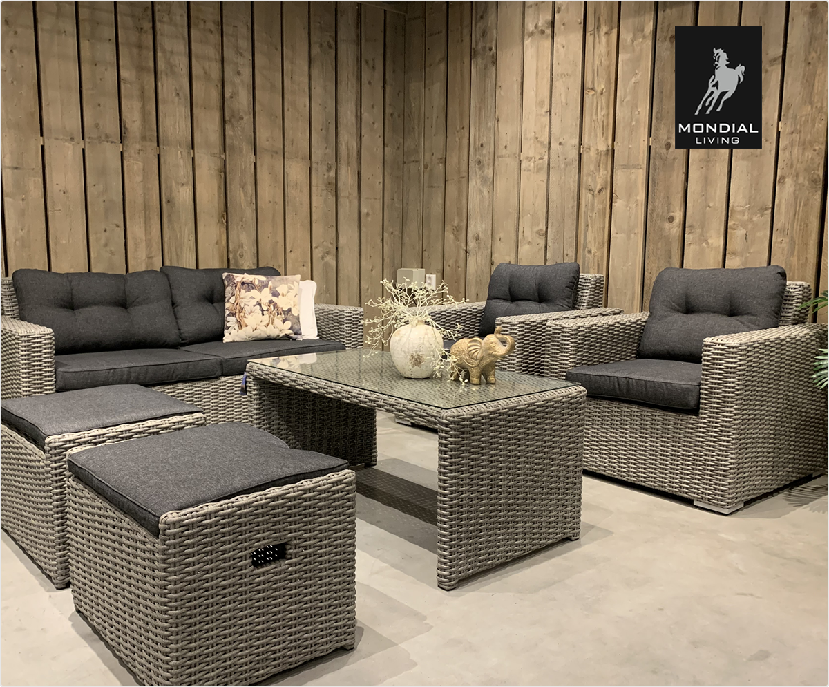 6-persoons Loungeset Garonne Blended Grey | Incl. tafel